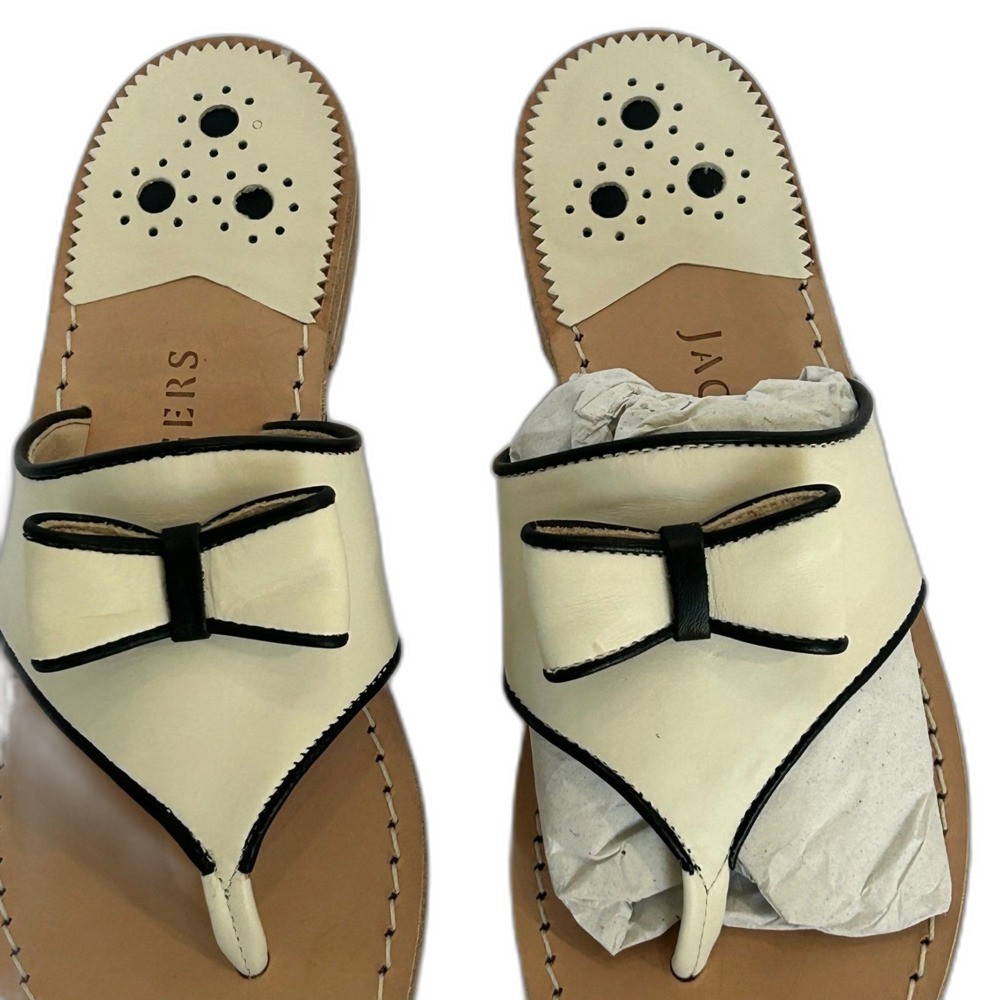 Jack Rogers Sandal’s Women’s Size 7.5M Color Cream Black Tan Made in Brazil - Picture 8 of 12